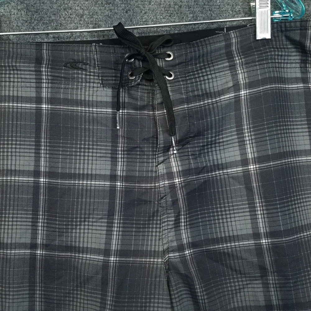 O'Neill Board Shorts SP8106027 40 Black Grey Plaid Mens Cargo Swim Trunks